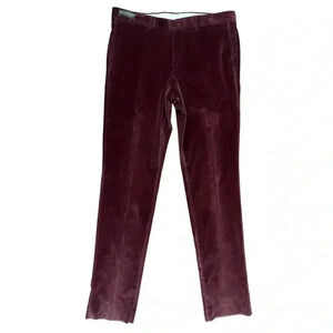 Ted Baker London Corduroy Pants Size 36 R Burgandy Dress Business Raw Hem New